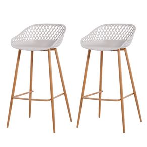 Kit 2 Banquetas Monaco Clarice Alta Fratini 96 cm -altura- em Polipropileno Nude Base em Aco